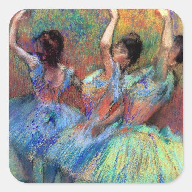 Pegatina Cuadrada Tres bailarinas de Degas (Anverso)
