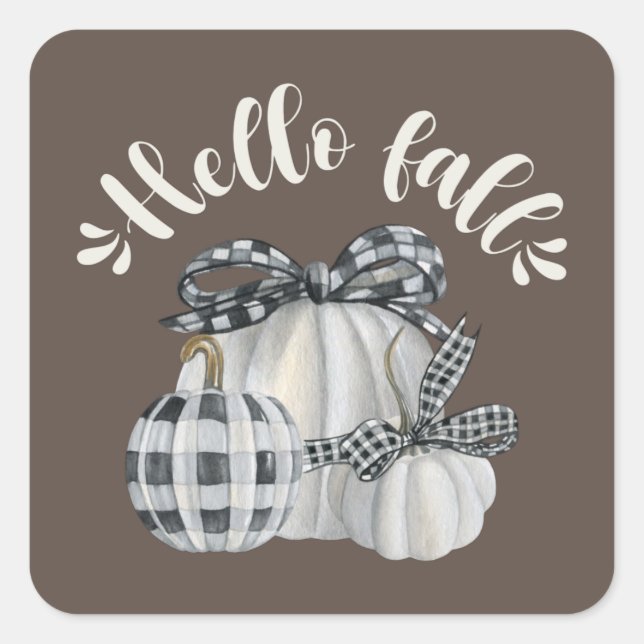 Pegatina Cuadrada Tres Calabaza Hola Caída (Anverso)