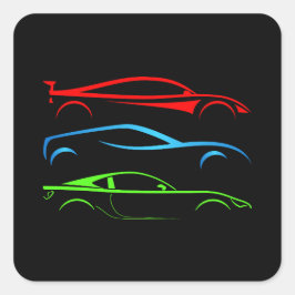 Pegatina Cuadrada Tres coches deportivos