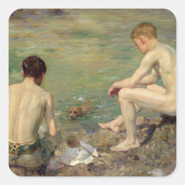 Pegatina Cuadrada Tres compañeros (Anverso)