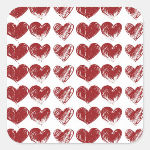 Pegatina Cuadrada Tres corazones