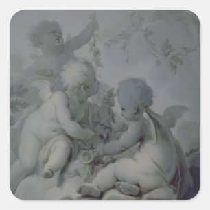 Pegatina Cuadrada Tres Cupids, c.1775
