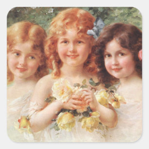 Pegatina Cuadrada Tres hermanas por Émile Vernon