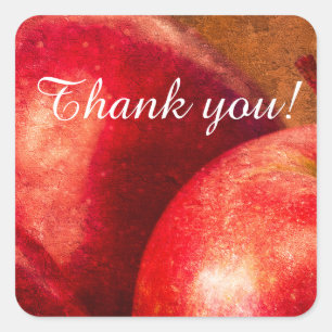 Pegatina Cuadrada Tres manzanas rojas