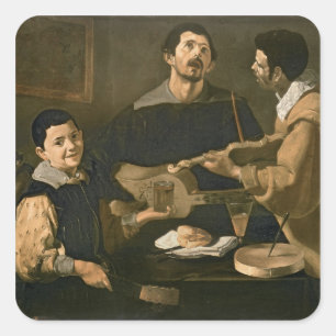 Pegatina Cuadrada Tres músicos, 1618