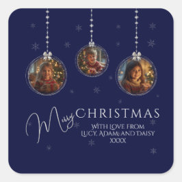 Pegatina Cuadrada Tres Navidades De La Marina De Fotografía Y Plata