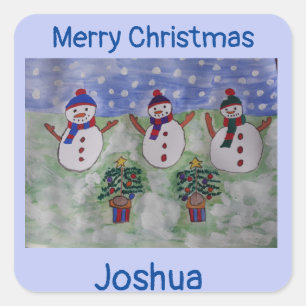 Pegatina Cuadrada Tres Navidades Snowmen