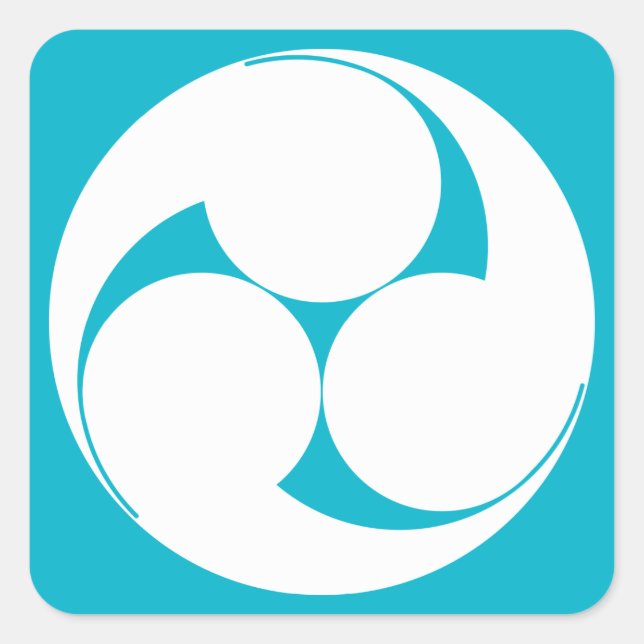 Pegatina Cuadrada Tres remolinos en el sentido de las agujas del rel (Anverso)