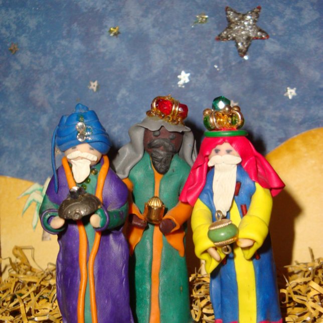 Pegatina Cuadrada Tres reyes con regalos para los navidades del bebé (Subido por el creador)