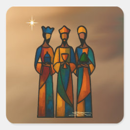 Pegatina Cuadrada Tres Reyes Magos Abstractos