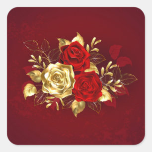 Pegatina Cuadrada Tres Rosas Joyas