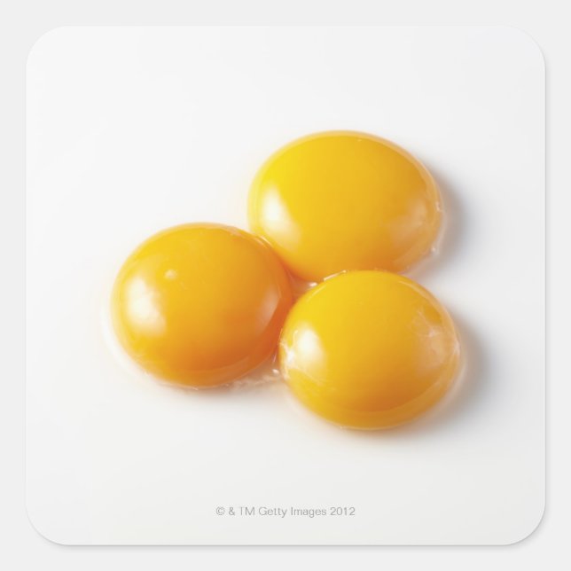 Pegatina Cuadrada Tres yema de huevo (Anverso)