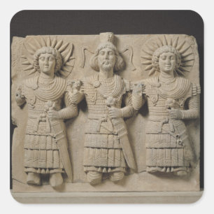 Pegatina Cuadrada Tríada de dioses de Palmyrene, de la región del
