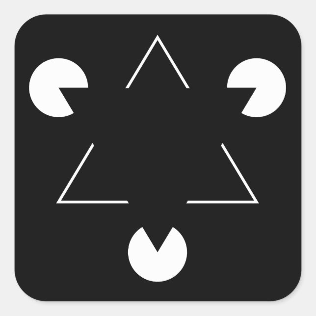 Pegatina Cuadrada Triángulo de Kanizsa (Anverso)