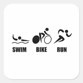 Pegatina Cuadrada Triathlon Swim Bike Run