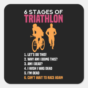 Pegatina Cuadrada Triatlón - 6 Etapas De Triatlón