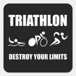 Pegatina Cuadrada Triatlón destruido