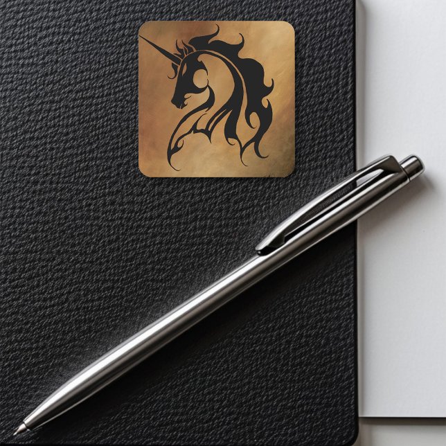 Pegatina Cuadrada Tribal Stone Unicorn (Subido por el creador)