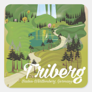 Pegatina Cuadrada Triberg, Baden-Wurtemberg, Alemania