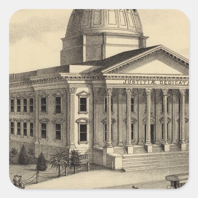Pegatina Cuadrada Tribunal de Justicia, Santa Clara Co (Anverso)