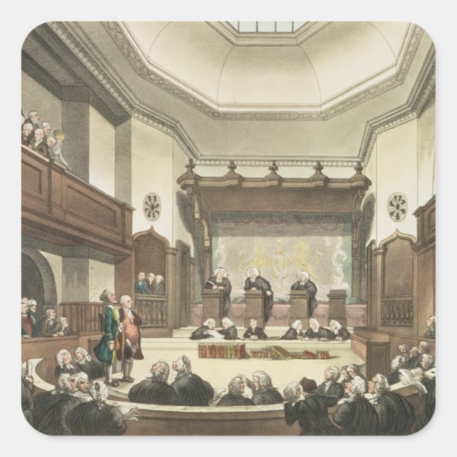 Pegatina Cuadrada Tribunal de Peticiones Comunes, Westminster Hall (Anverso)