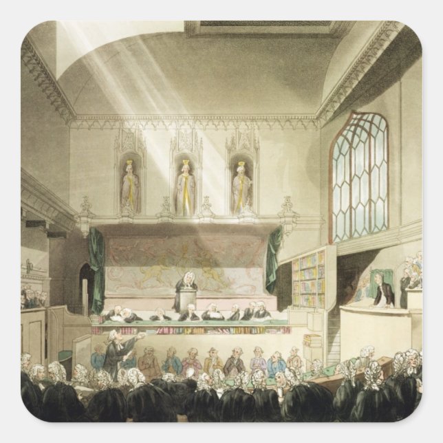 Pegatina Cuadrada Tribunal del Rey del Banco, Westminster Hall (Anverso)