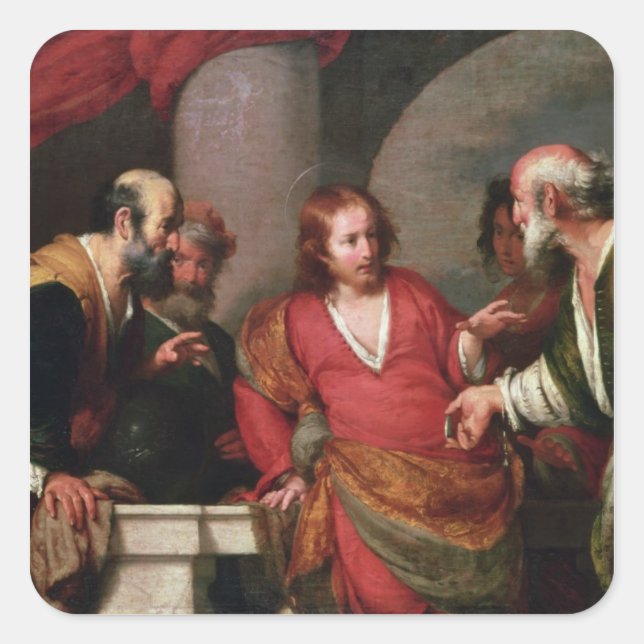 Pegatina Cuadrada Tribute Money, c.1631 (Anverso)