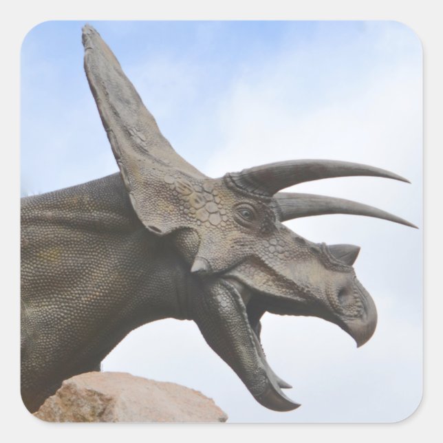 Pegatina Cuadrada Triceratops Dinosaur (Anverso)