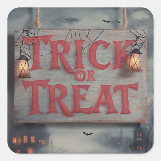 Pegatina Cuadrada Trick o Pegatinas del trato espeluznantes (Anverso)