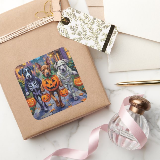 Pegatina Cuadrada Trick o tratamiento de cane corso en disfraces de  (Regalar)