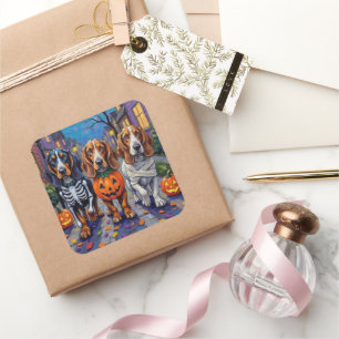 Pegatina Cuadrada Trick o tratamiento de perros con hongos en Hallow