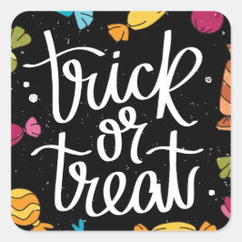 Pegatina Cuadrada Trick O Trato De Velas De Halloween