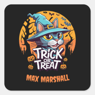 Pegatina Cuadrada Trick o Trek Cat - Crawlies espeluznante Naranja N