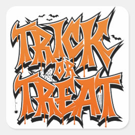 Pegatina Cuadrada Trick Or Treat Graffiti
