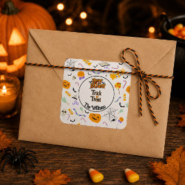 Pegatina Cuadrada Trick or Treat Personalizado Lindo Halloween