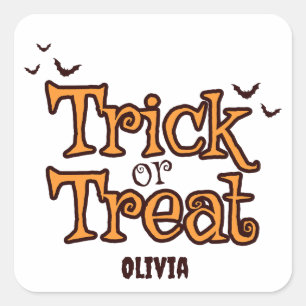Pegatina Cuadrada Trick or Treat Vintage Halloween