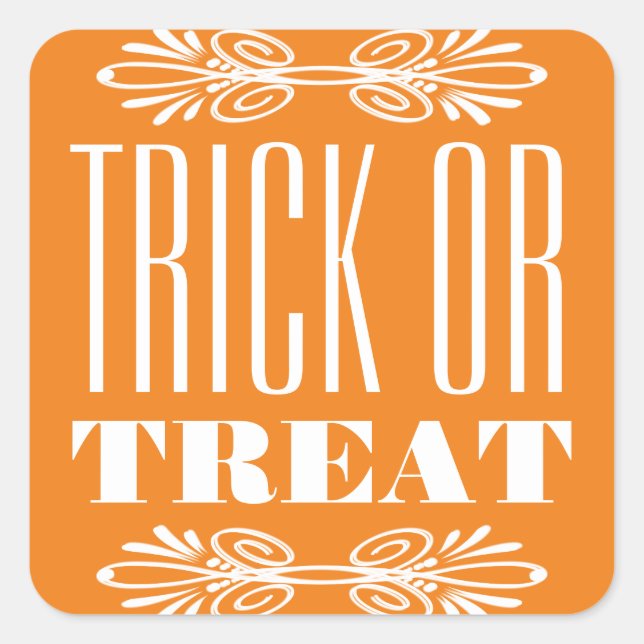 Pegatina Cuadrada Trick vintage o plaza Halloween (Anverso)