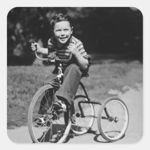 Pegatina Cuadrada Tricycle en Boy Riding