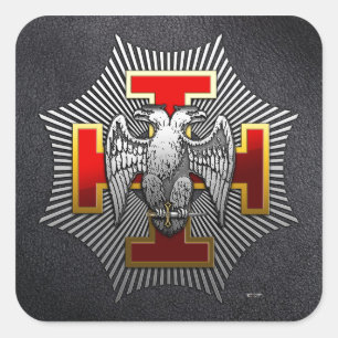 Pegatina Cuadrada trigésimo Grado: Caballero Kadosh