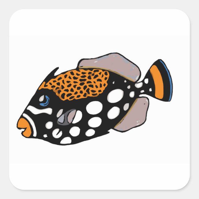 Pegatina Cuadrada Triggerfish del payaso (Anverso)