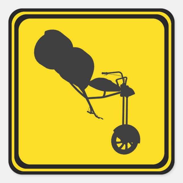 Pegatina Cuadrada Trikes Ahead! (Anverso)