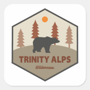 Pegatina Cuadrada Trinity Alps Wilderness California Oso