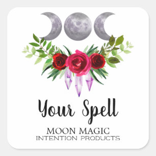 Pegatina Cuadrada Trinity Moon Spell Jar O Vela De Intención