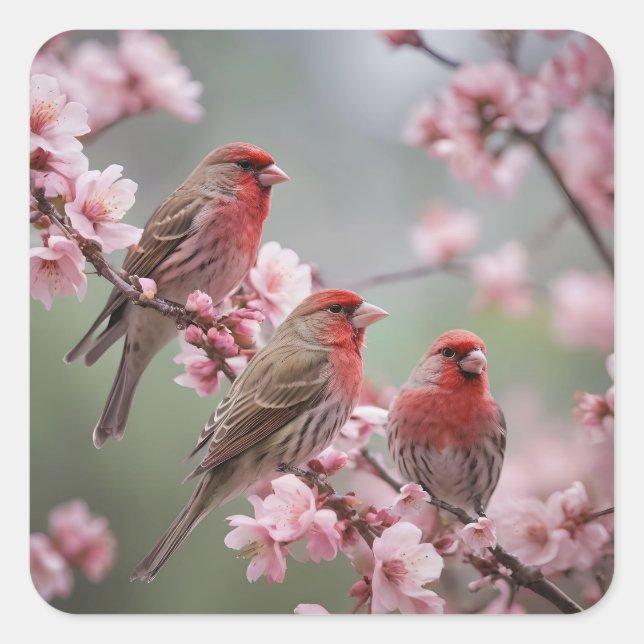 Pegatina Cuadrada "Trio de Crimson: Las multas rojas en medio de las (Anverso)