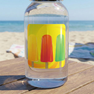 Pegatina Cuadrada Trío de Paletas Heladas de Verano Paletas Brillant