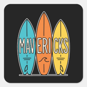 Pegatina Cuadrada Trío de tablas de surf Mavericks