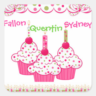 Pegatina Cuadrada Tríos ROSADOS de Stickets de la magdalena