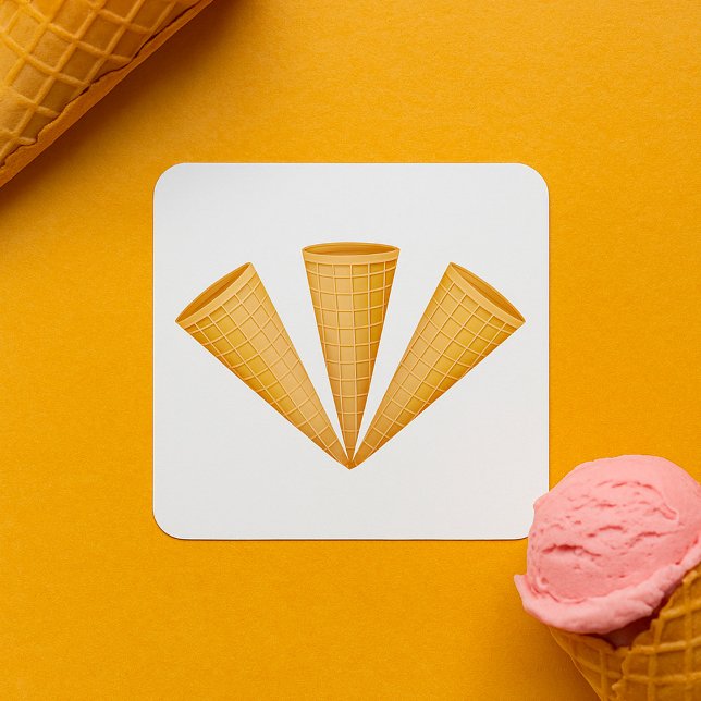 Pegatina Cuadrada Triple postre veraniego de helado de helado de hel (Subido por el creador)