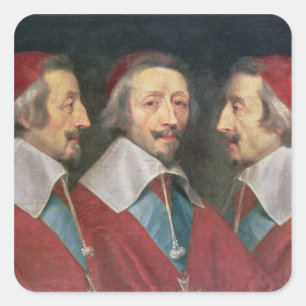 Pegatina Cuadrada Triple retrato del jefe de Richelieu, 1642