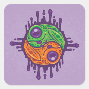 Pegatina Cuadrada Trippy Drippy Frog Yin Yang